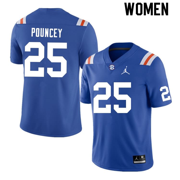 NCAA Florida Gators Ethan Pouncey Women's #25 Nike Blue Throwback Stitched Authentic College Football Jersey UPN7564YH